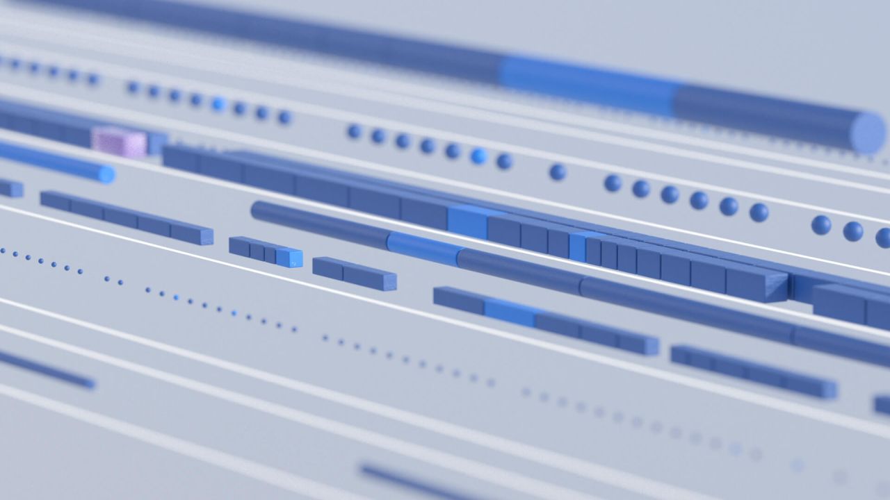 Abstract data visualization geometric shapes blue