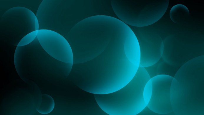 Abstract background with overlapping cyan and blue circles on a dark backdrop