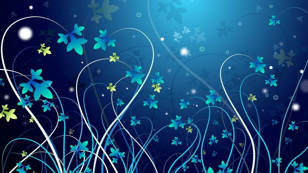 Abstract floral design on blue background