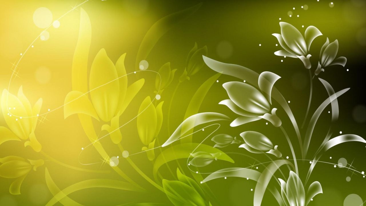 Abstract flowers on a green background
