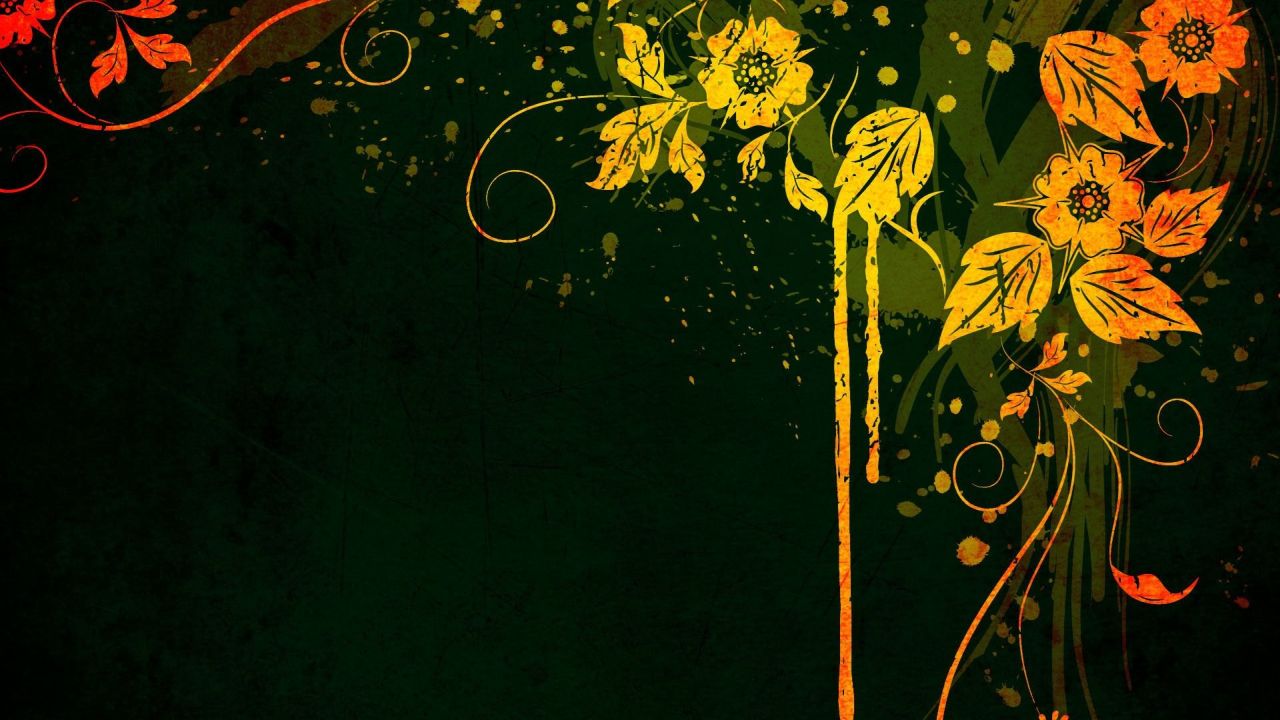 Grunge floral background with yellow flowers