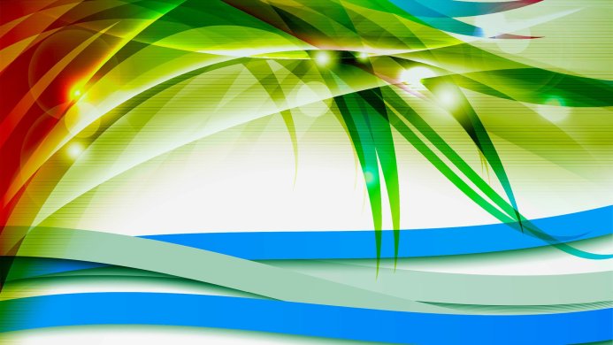 Abstract background with intertwined green, blue, red and yellow shapes