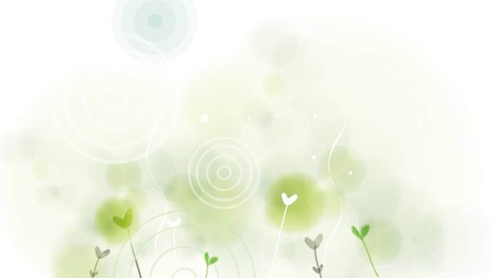 Abstract image with green plants and circles on a white background