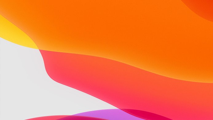 Abstract background with overlapping orange, red, yellow, white and purple fluid shapes
