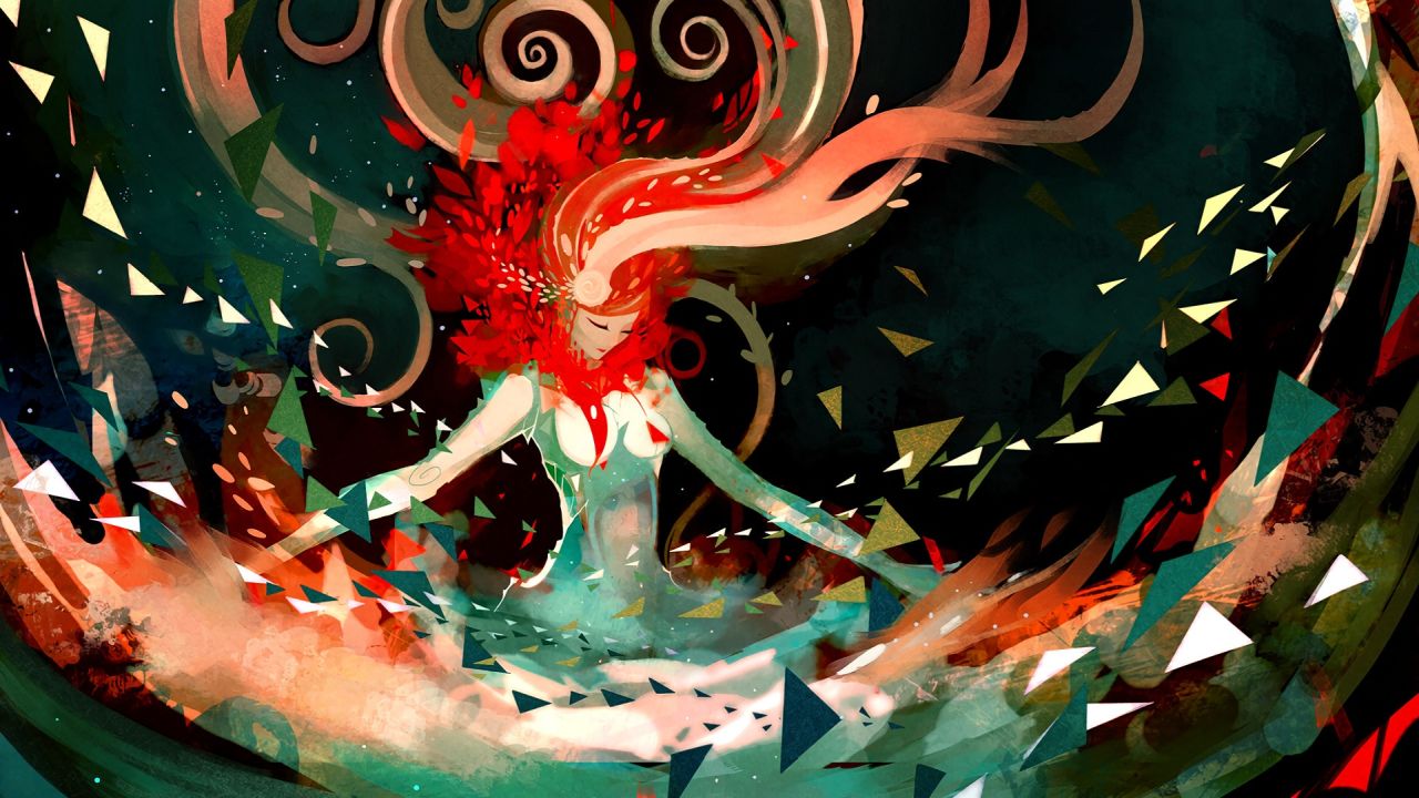 Abstract woman with geometric shapes