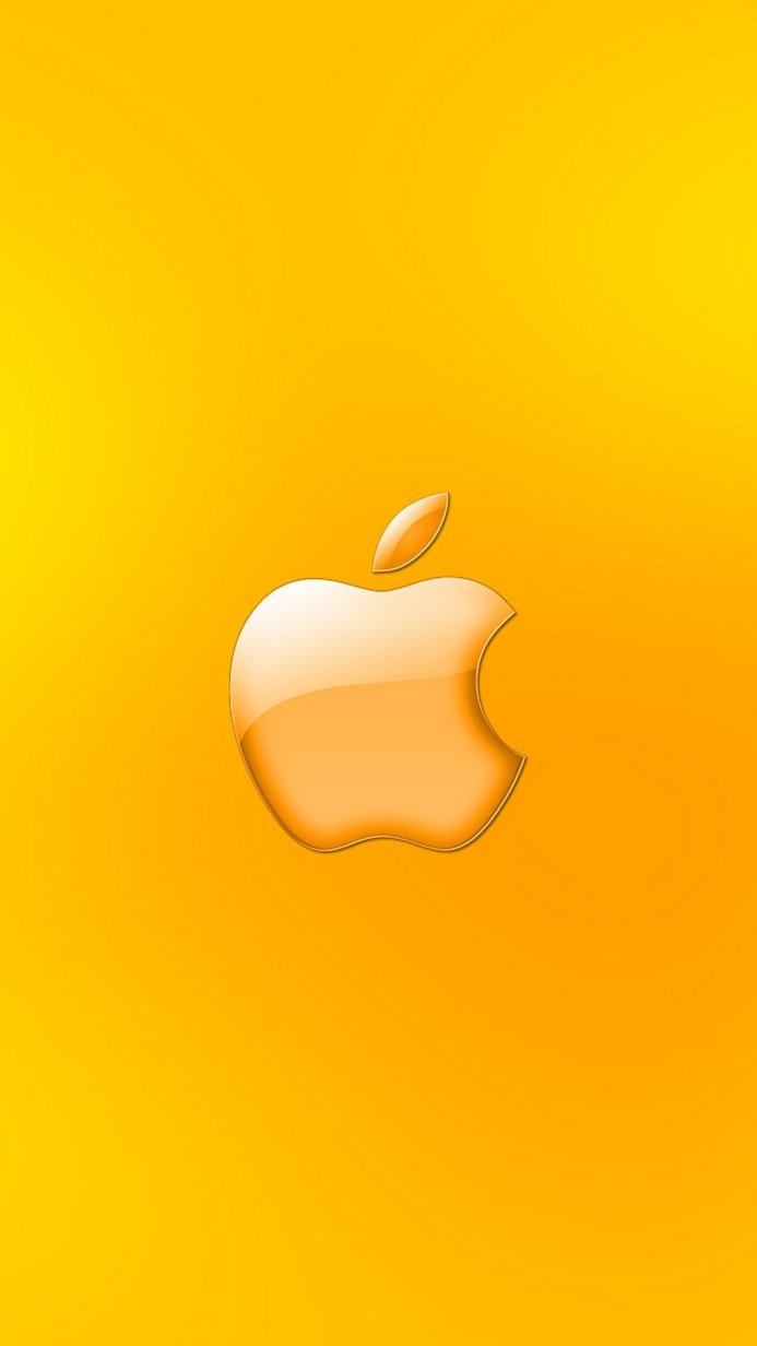 Apple logo on a yellow background