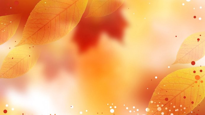 Autumn leaves background in warm orange, yellow, and red tones with bokeh dots
