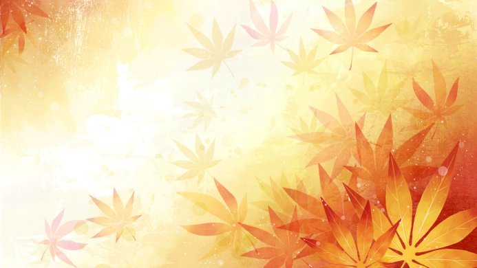 Background with colorful maple leaves in shades of orange, yellow, and red