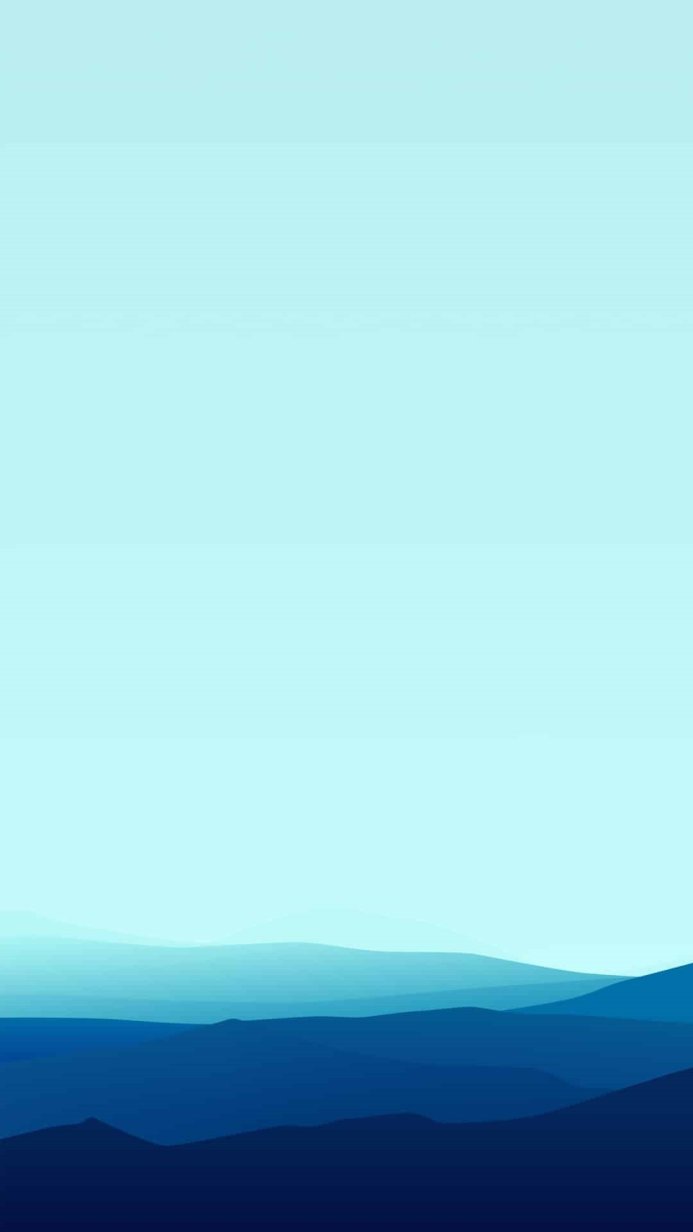 A minimalist landscape of blue mountains against a light blue background