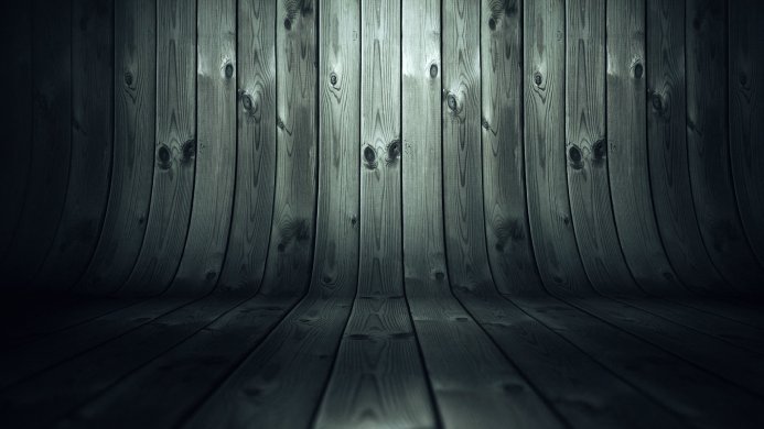 Curved wooden planks backdrop, dark grey tone