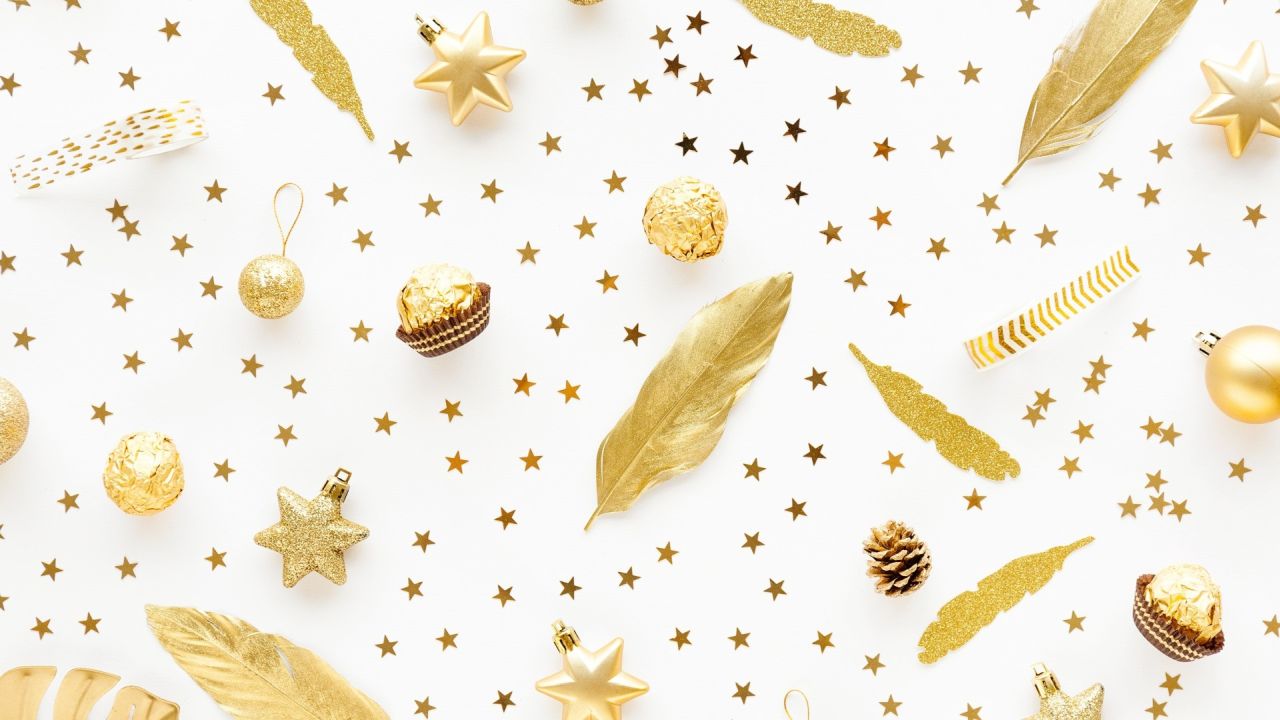 Christmas ornaments on white background