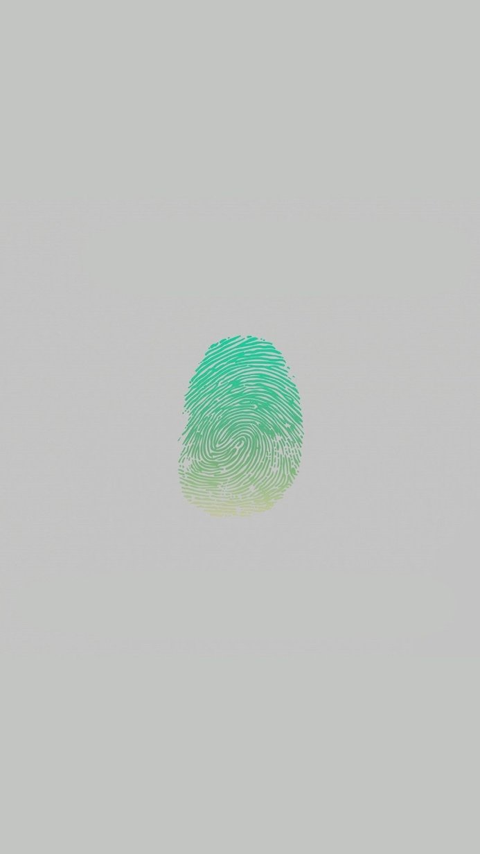 A fingerprint pattern transitioning from green to yellow on a gray background
