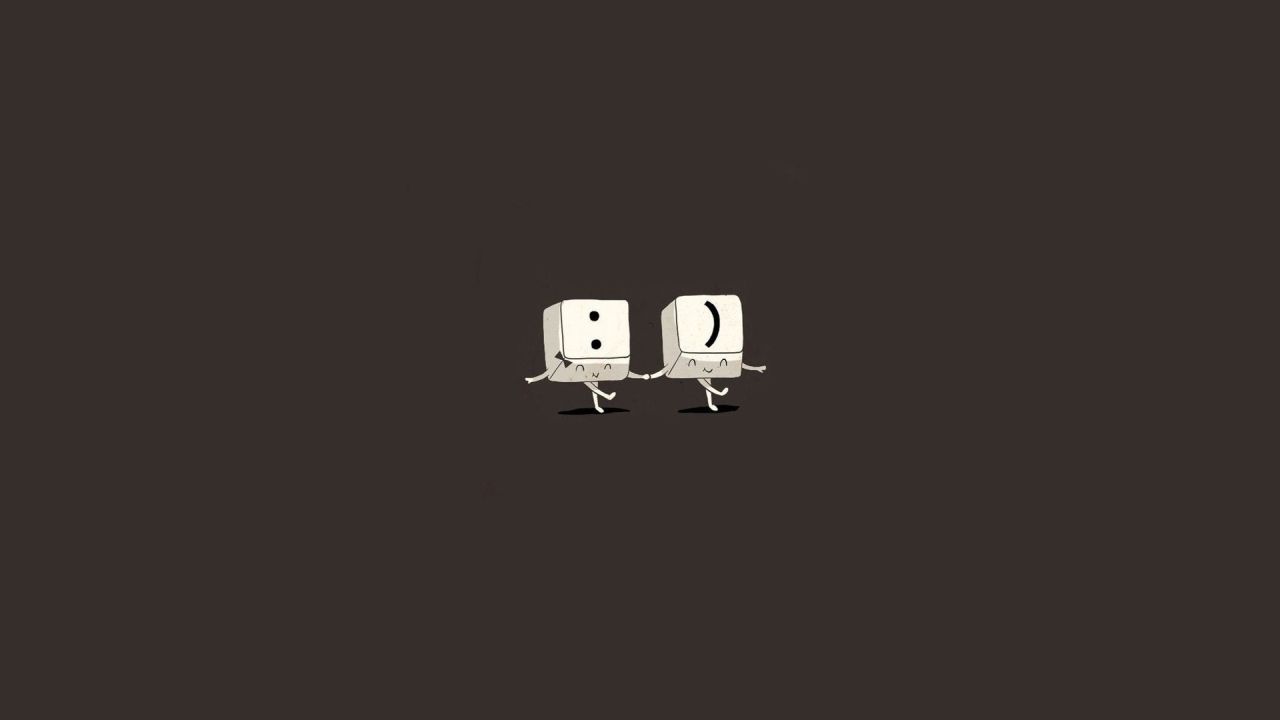 Two cartoon symbols dancing holding hands
