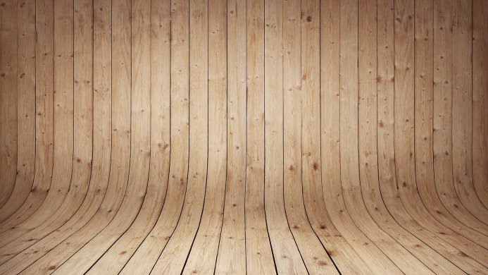Light brown wooden planks arranged vertically and horizontally, creating a curved surface