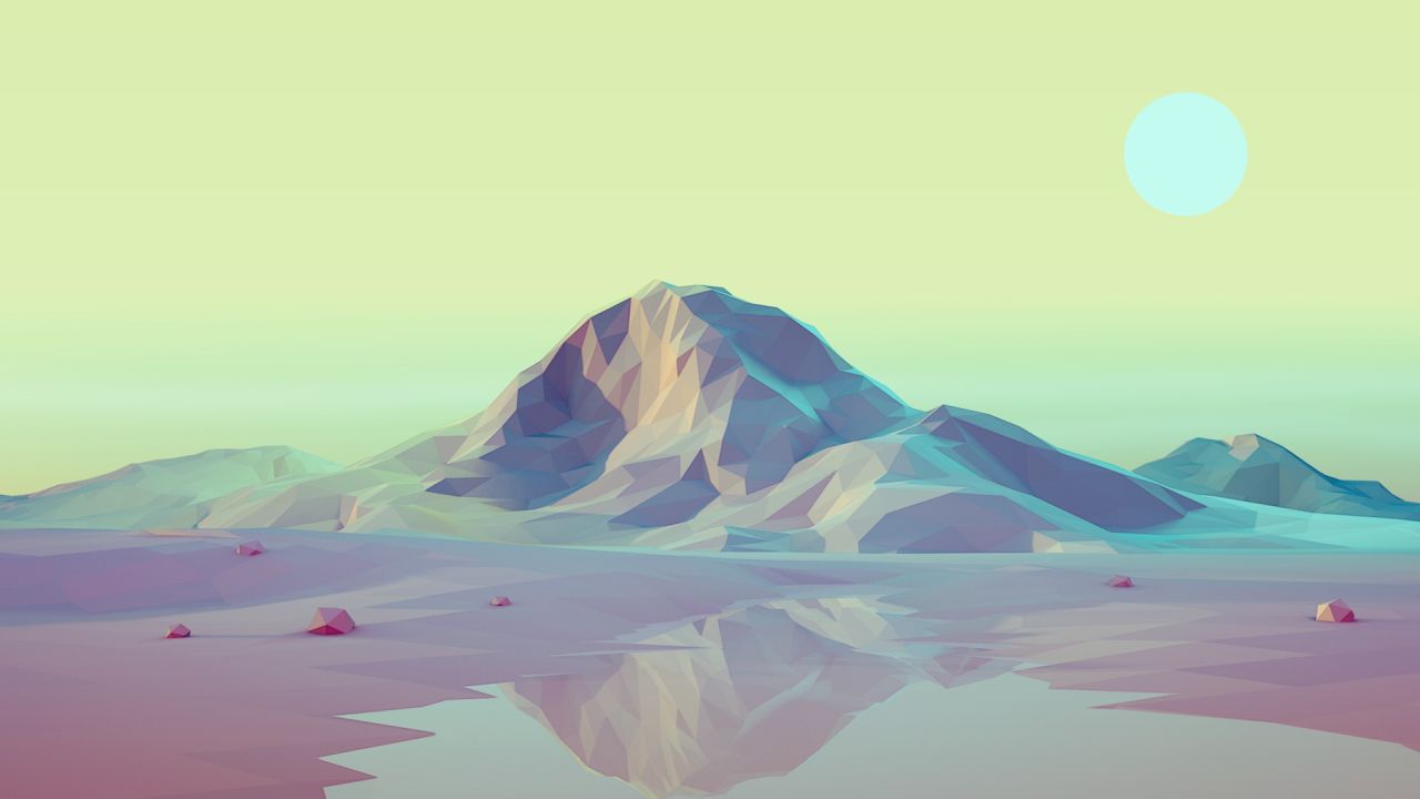 Low poly mountain range with pastel colors