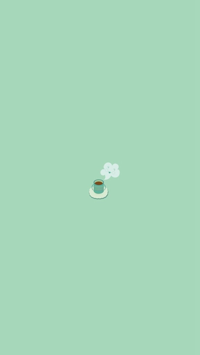 A minimalist illustration of a coffee cup on a mint background