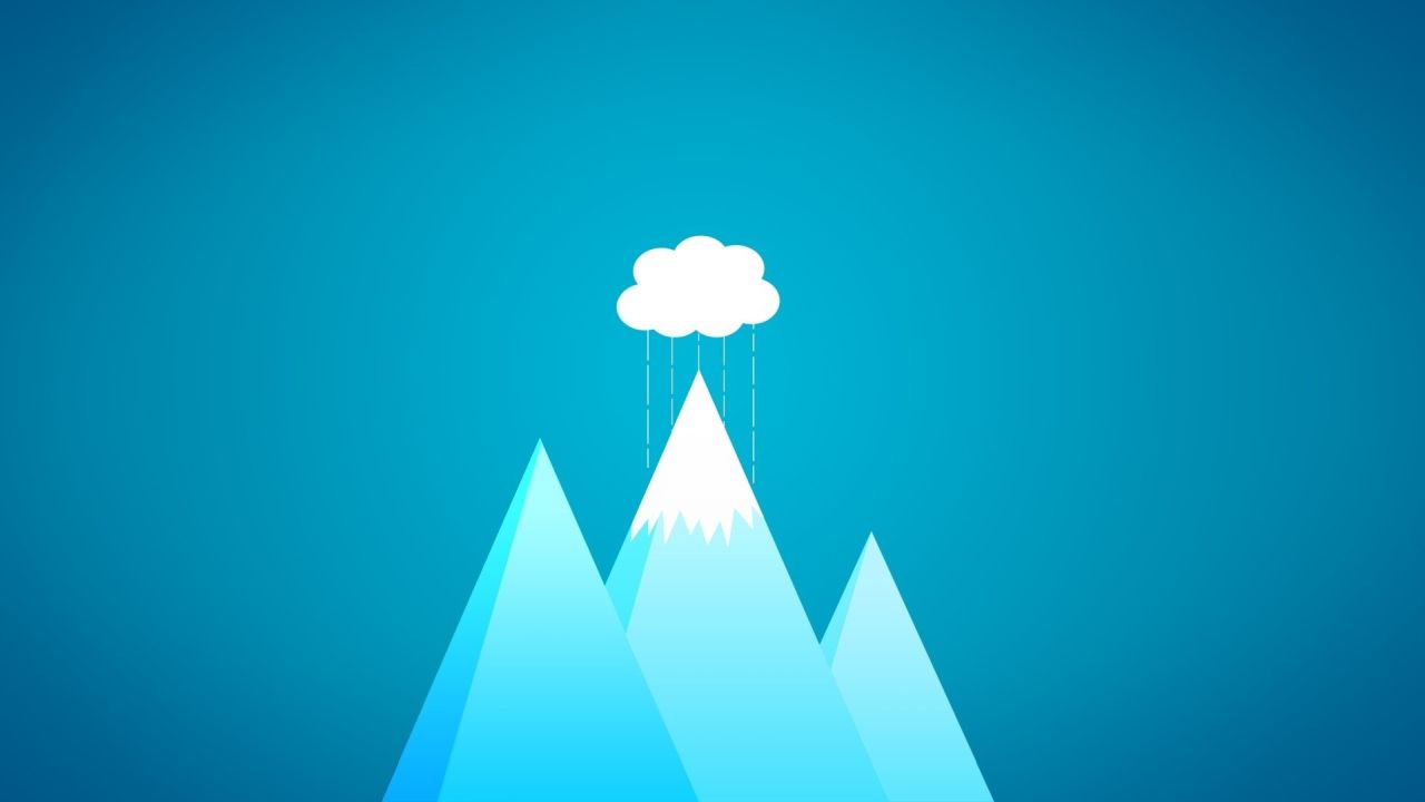Mountains and cloud on blue background