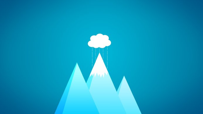 Minimalist illustration of mountains with a cloud raining on the peak