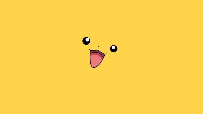 Pikachu face on yellow background