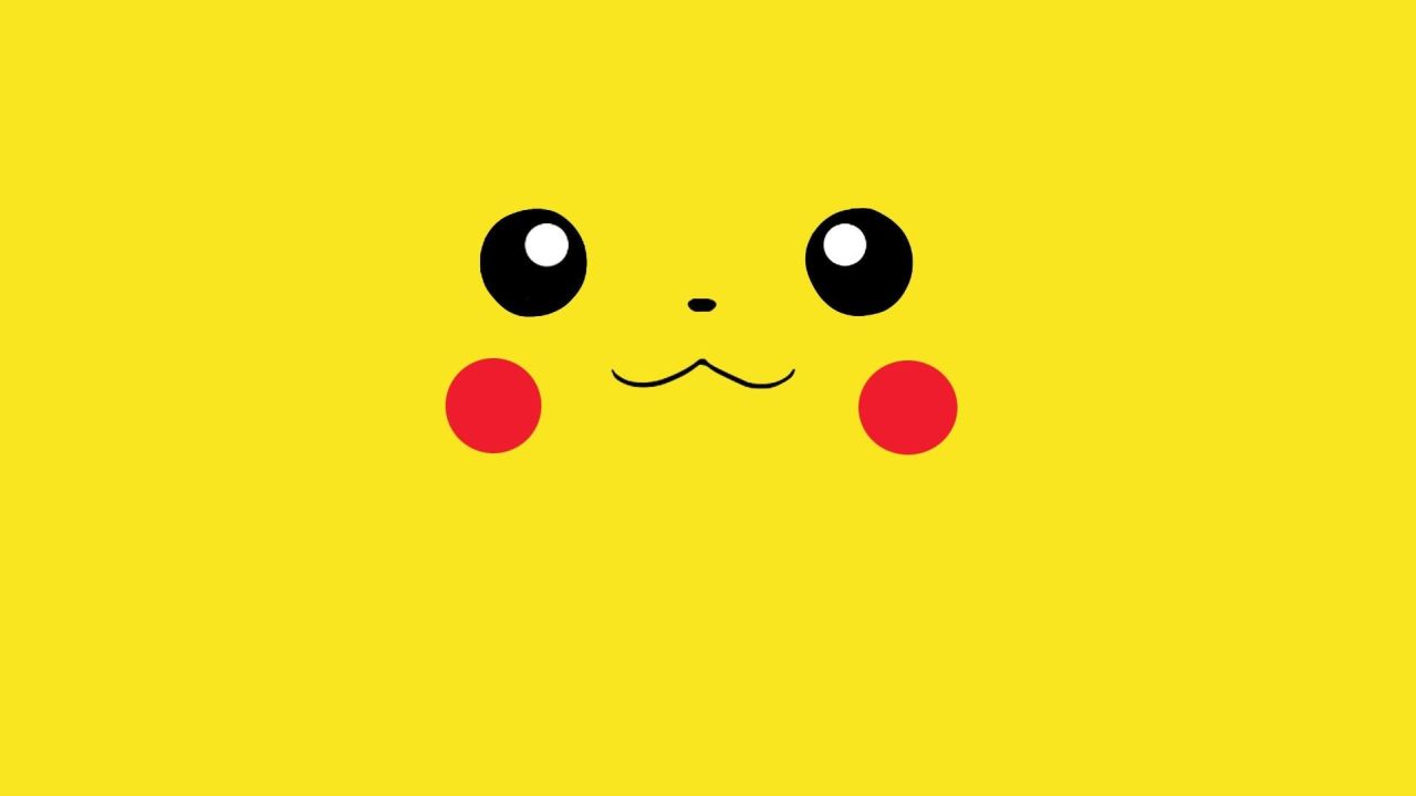 Pikachu face on yellow background