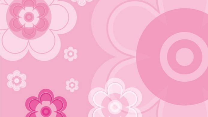 Pink floral background pattern with flowers and circles