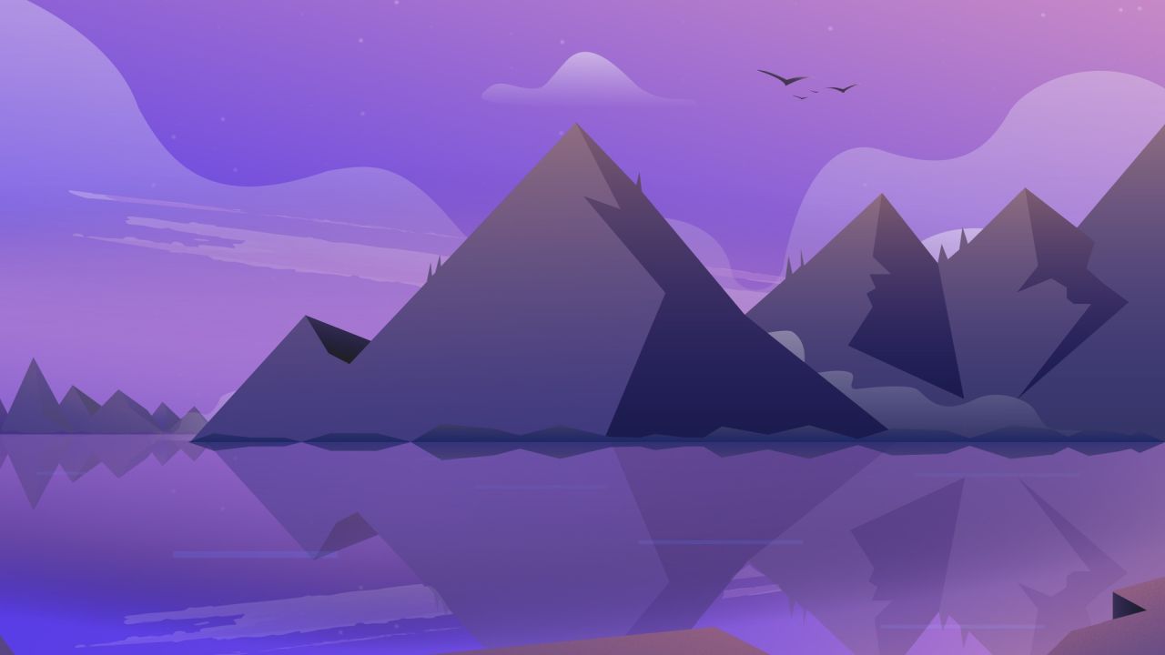 Purple mountains and reflection