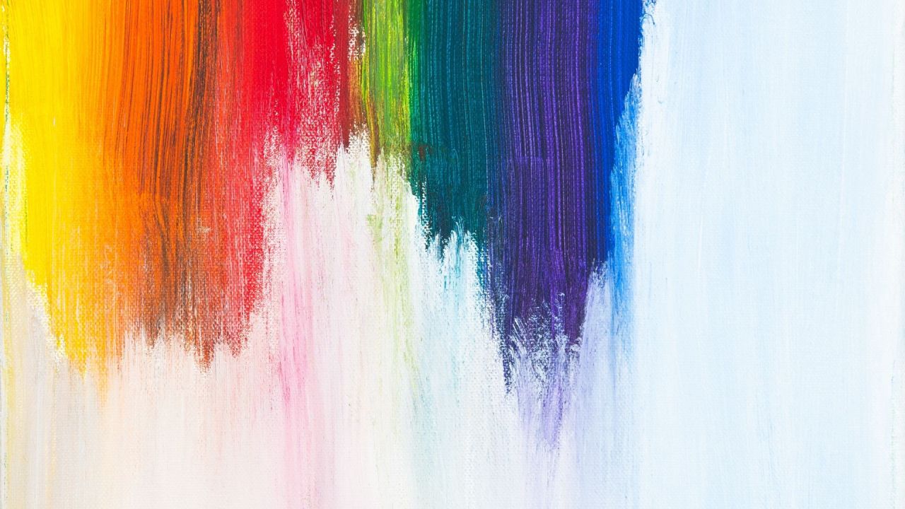 Abstract painting with colorful rainbow brush strokes