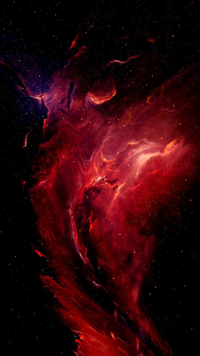 Red nebula with stars in deep space