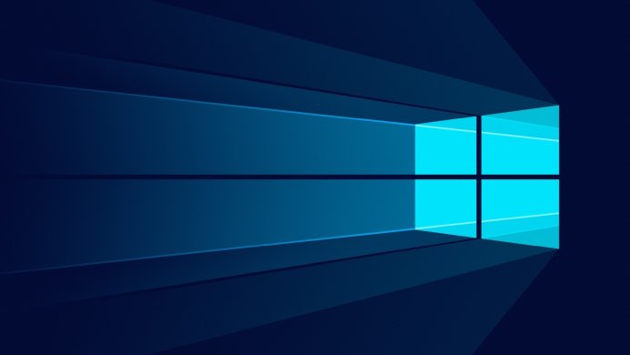 Windows 10 logo in shades of blue and cyan