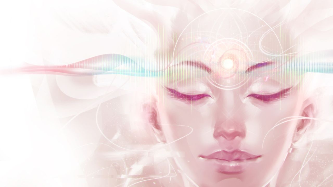 Abstract female face with closed eyes
