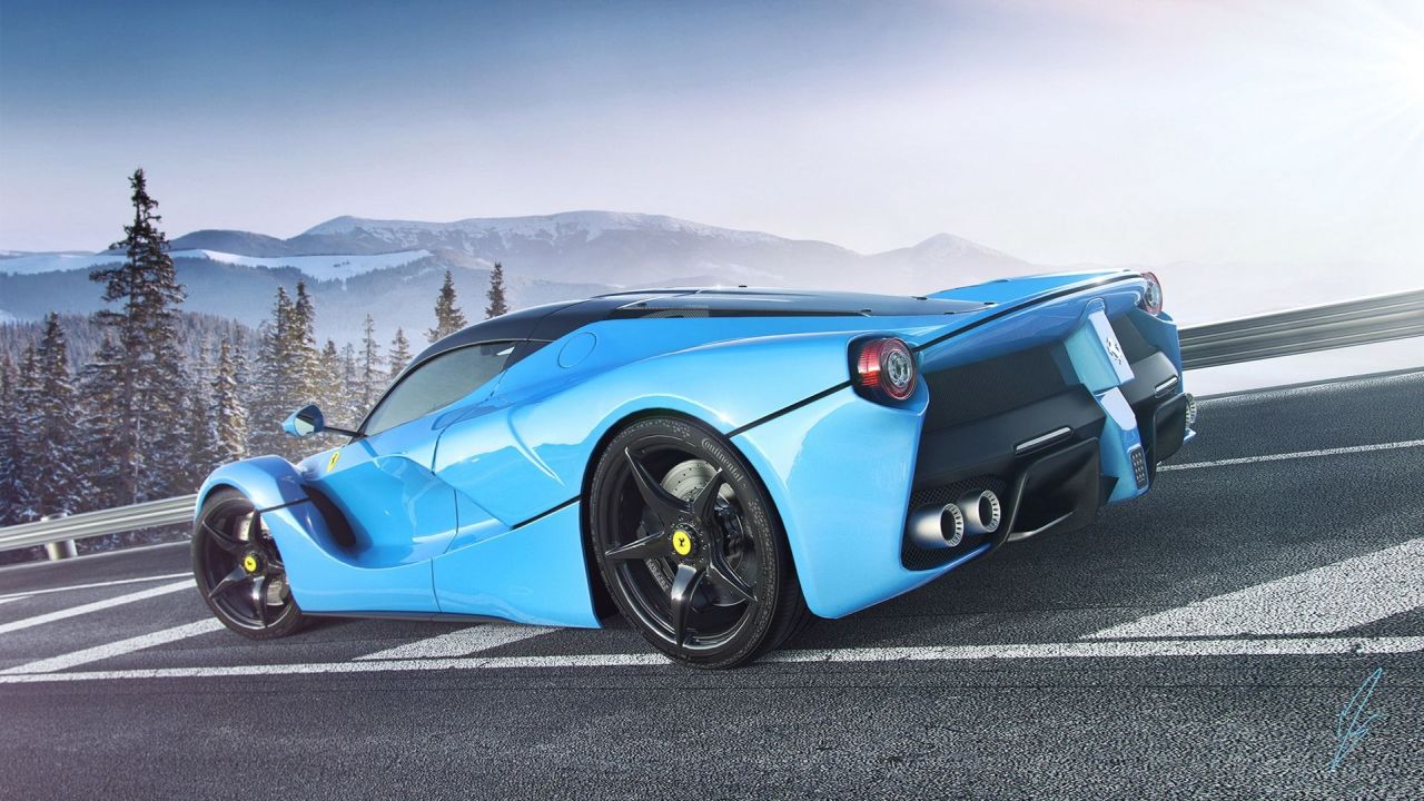 Blue LaFerrari sports car on road