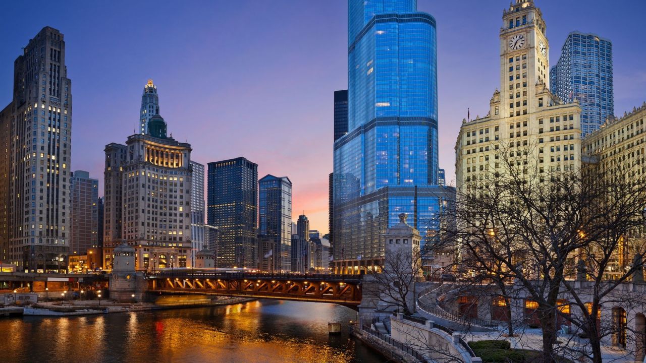 Chicago cityscape at dusk