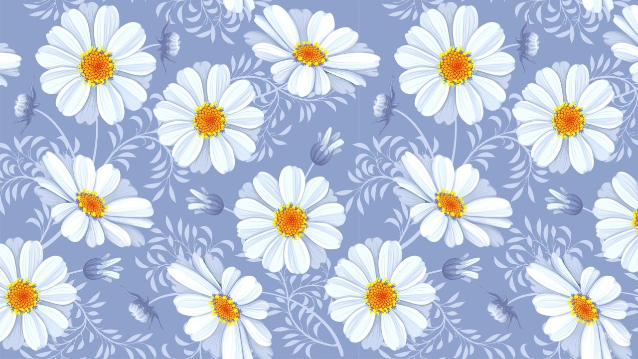 Seamless pattern with white daisies