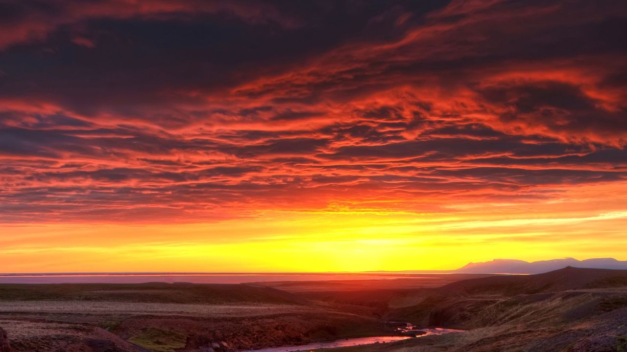 Colorful sunset over a vast landscape