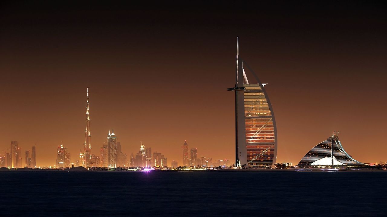 Dubai skyline at night