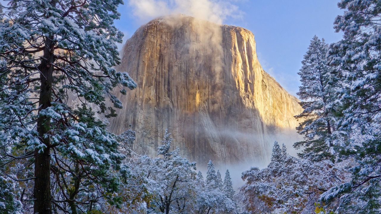 El Capitan mountain in winter