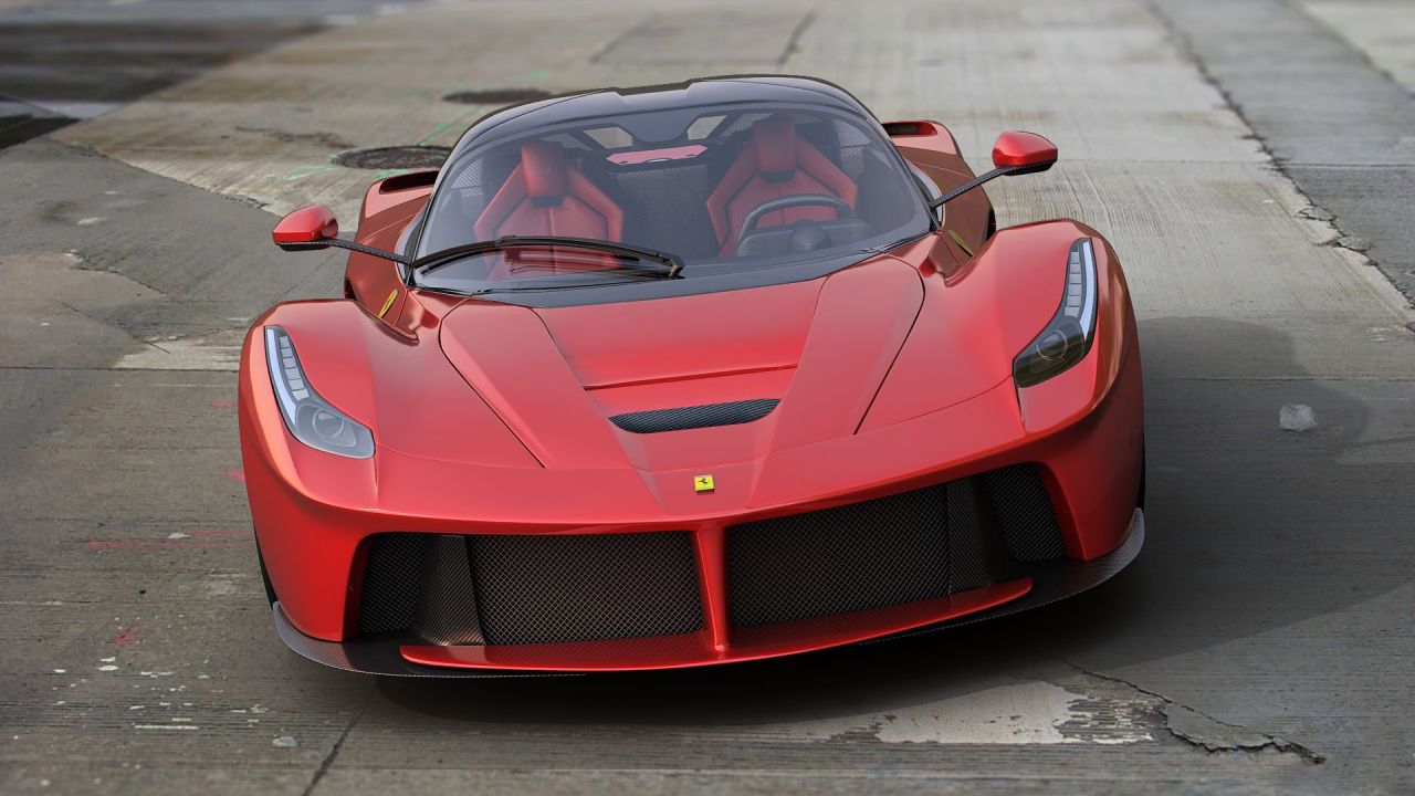 Red LaFerrari on a concrete road