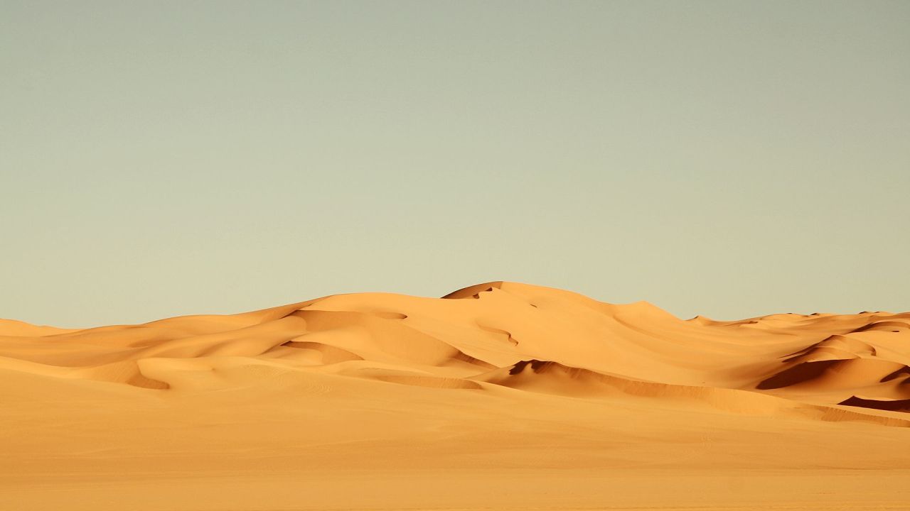 Rolling sand dunes in a desert landscape