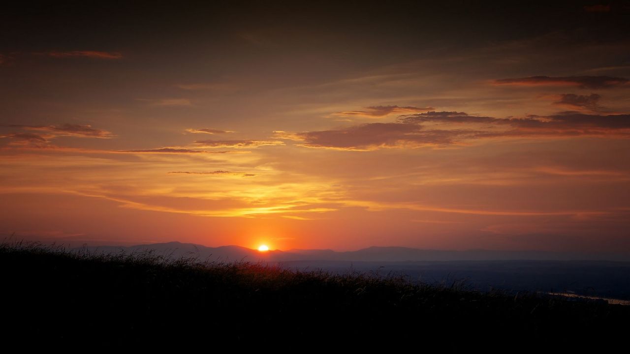 Beautiful sunset over mountains