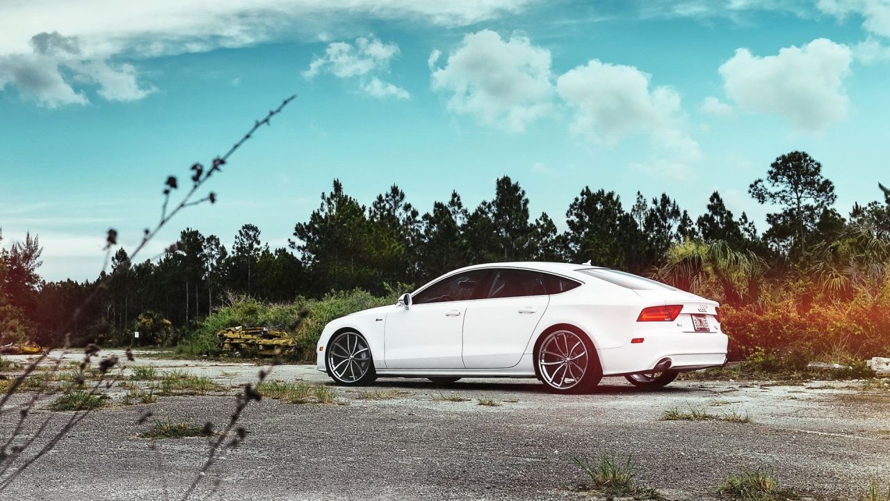 White Audi A7 on the road