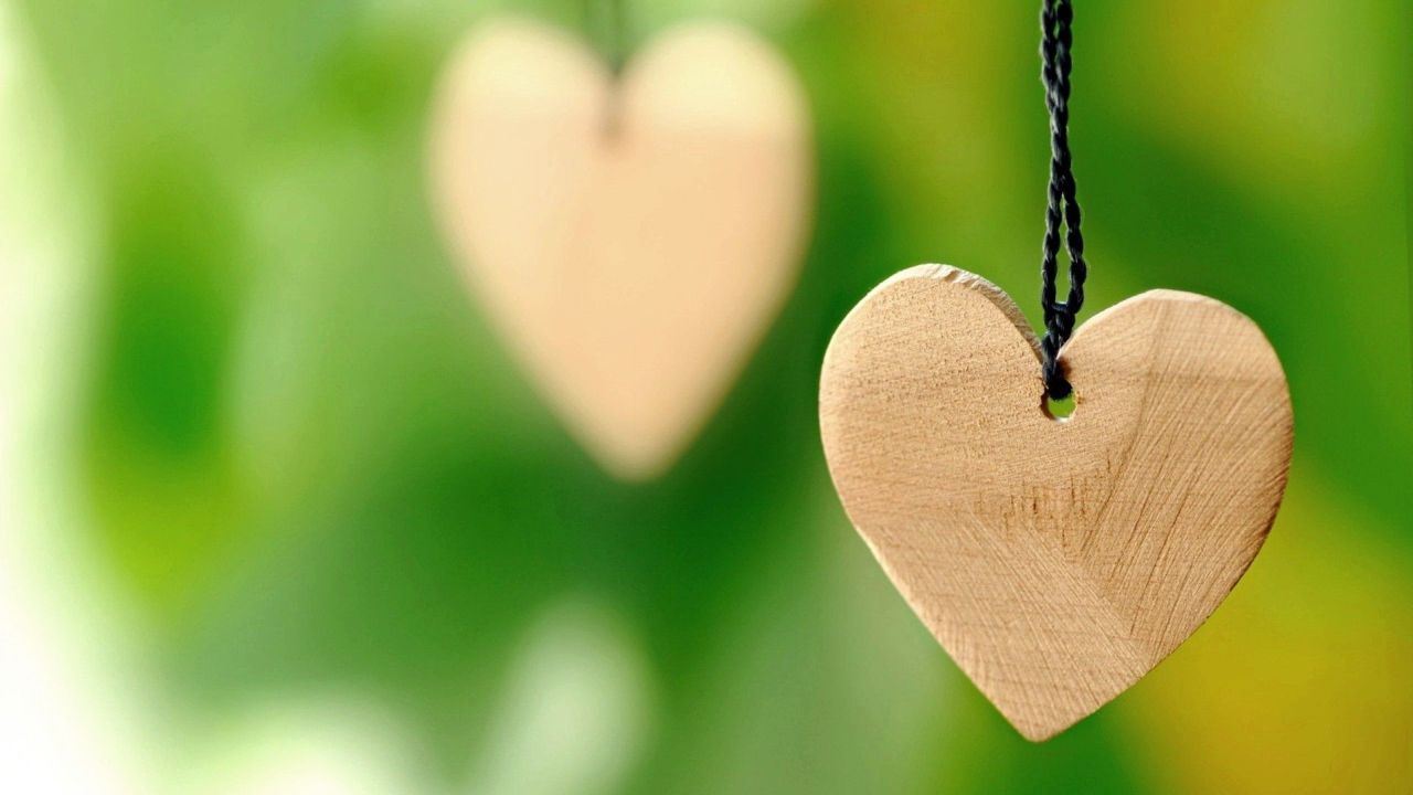 Wooden heart on a string