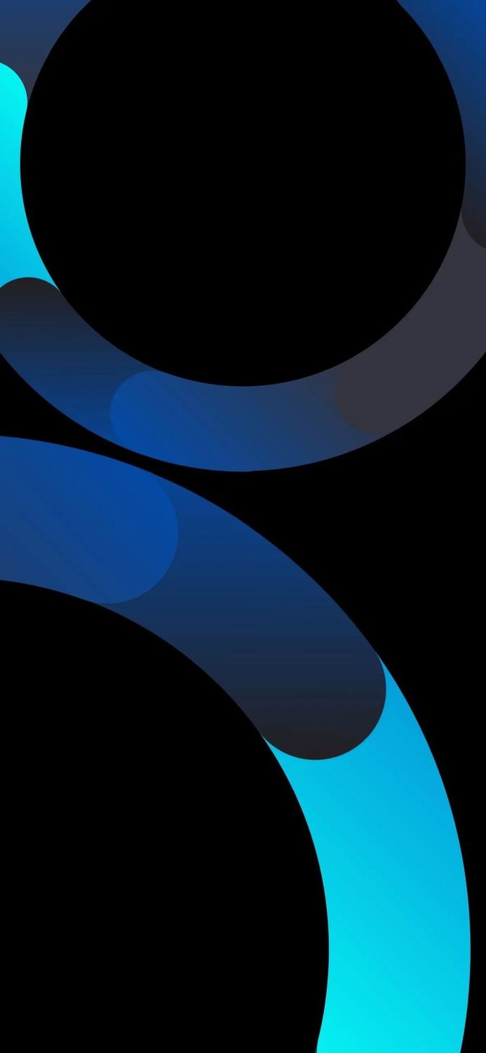 Abstract image with blue gradient curves on a black background