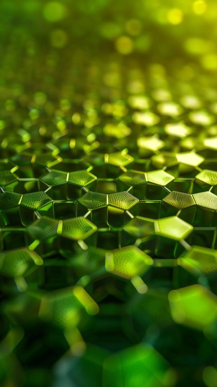 Abstract honeycomb pattern in shades of green and yellow