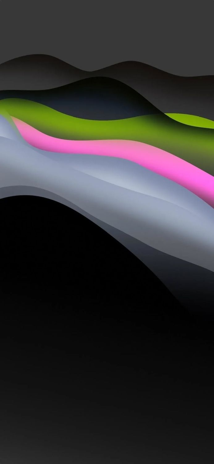 Abstract background with wavy layers in black, gray, pink and green