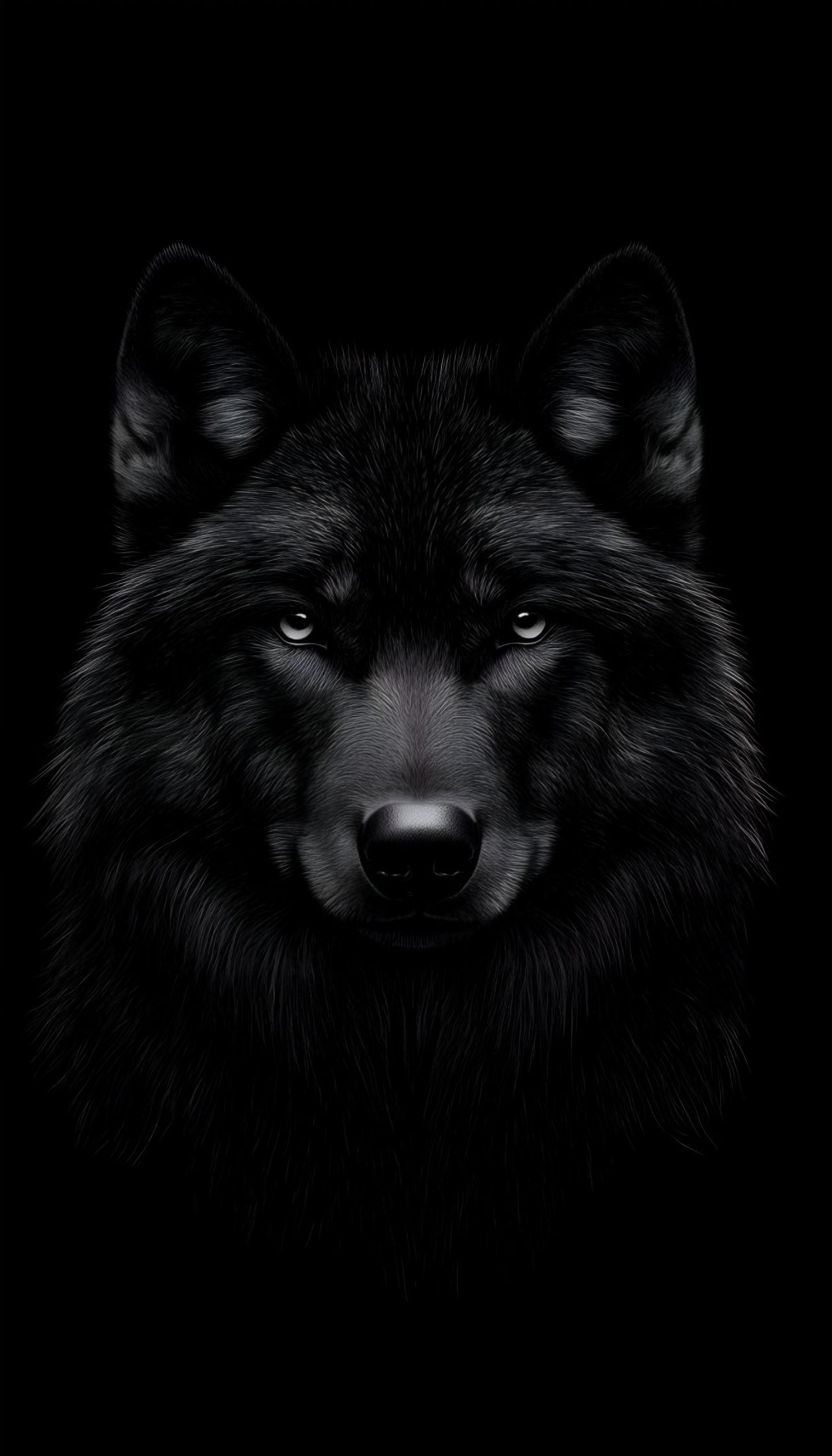 Portrait of a black wolf