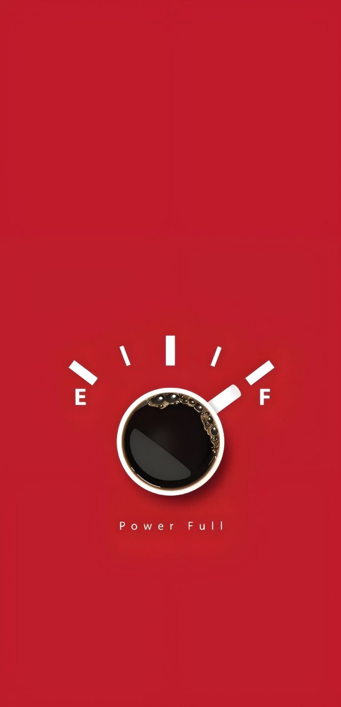 Coffee cup with power full gauge on red background