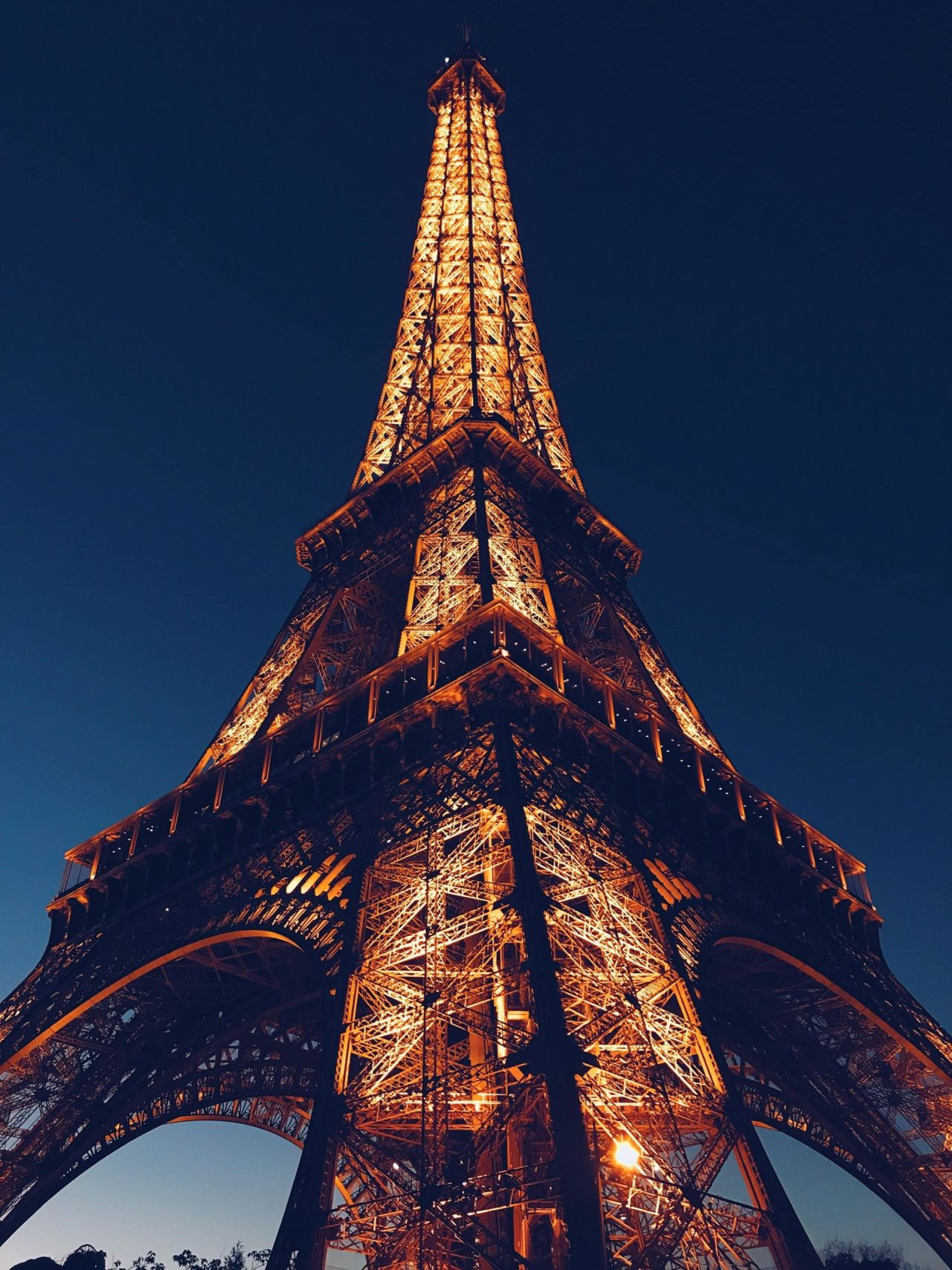 Illuminated Eiffel Tower at night