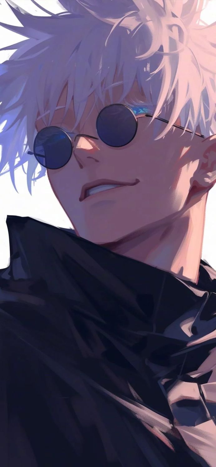 Gojo Satoru from Jujutsu Kaisen with white hair and sunglasses