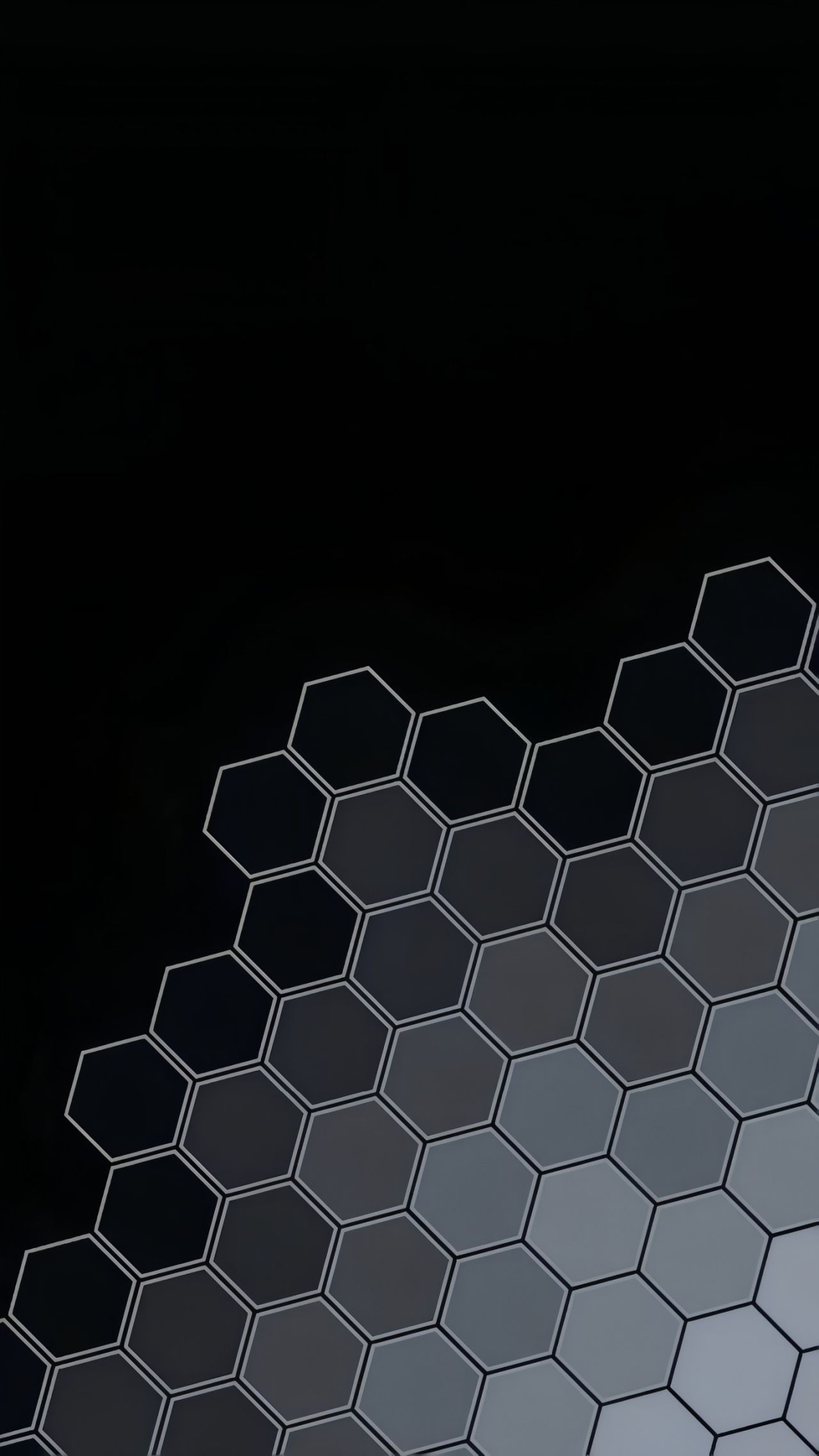 Gray hexagons on a dark background