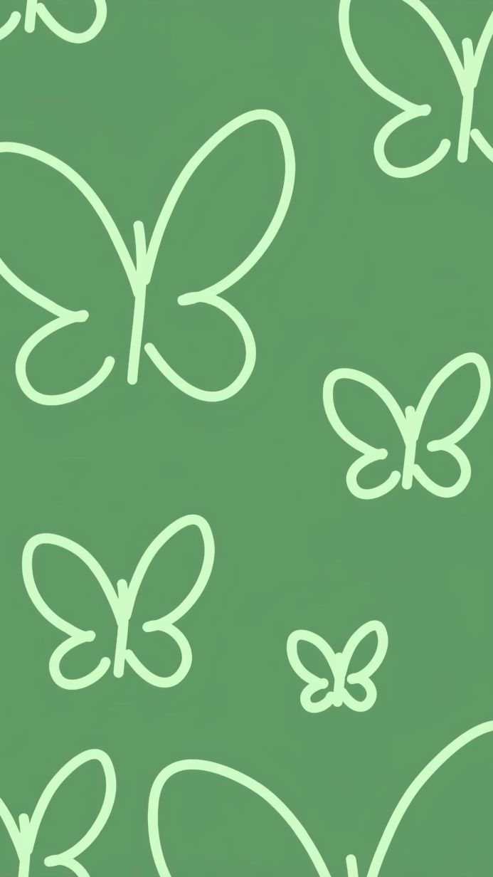 Butterfly pattern on a green background, minimalist style